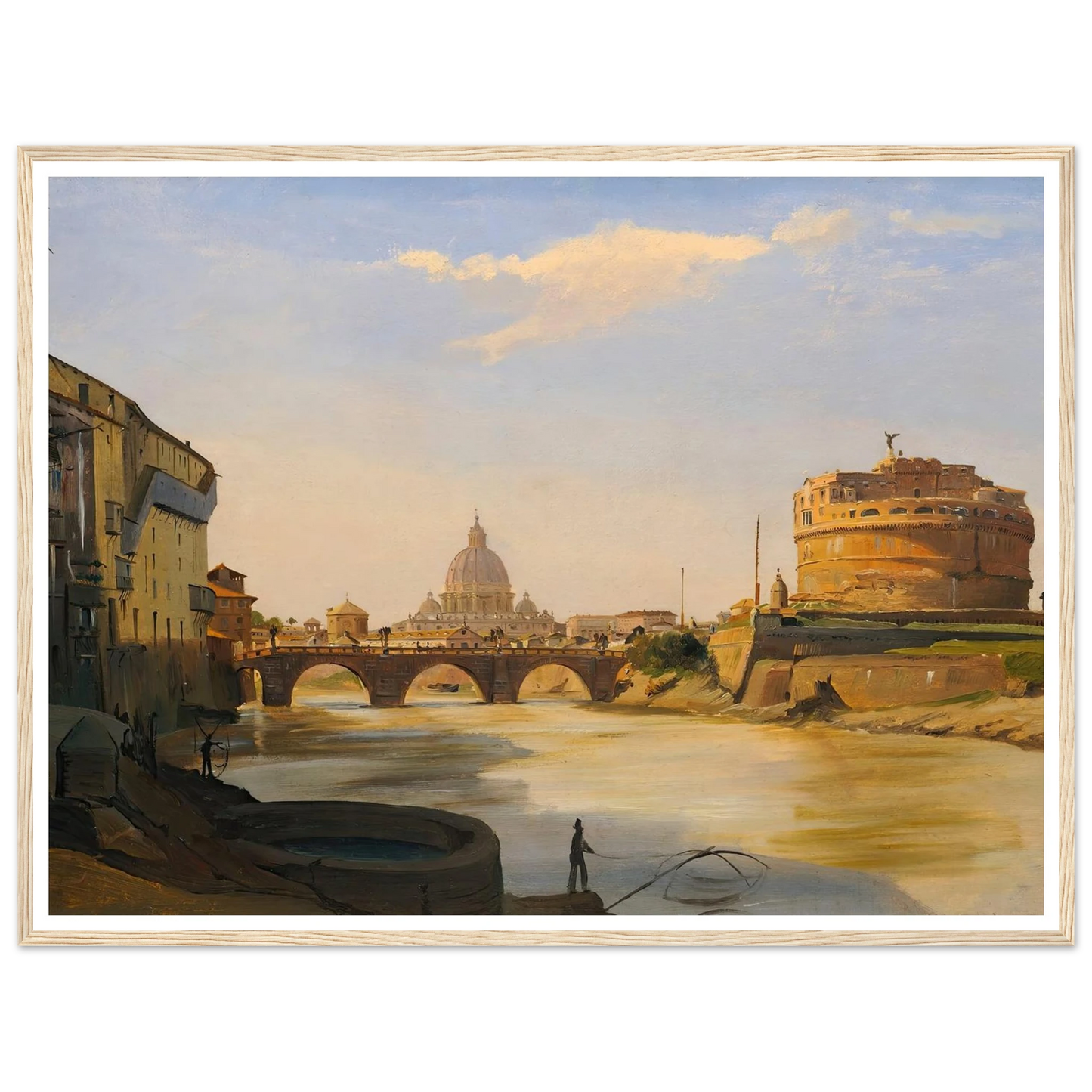 View Of The Castel Sant’angelo, Rome Art Print | Ippolito Caffi - Framed Poster - 30x40 cm / 12x16″ - Black frame
