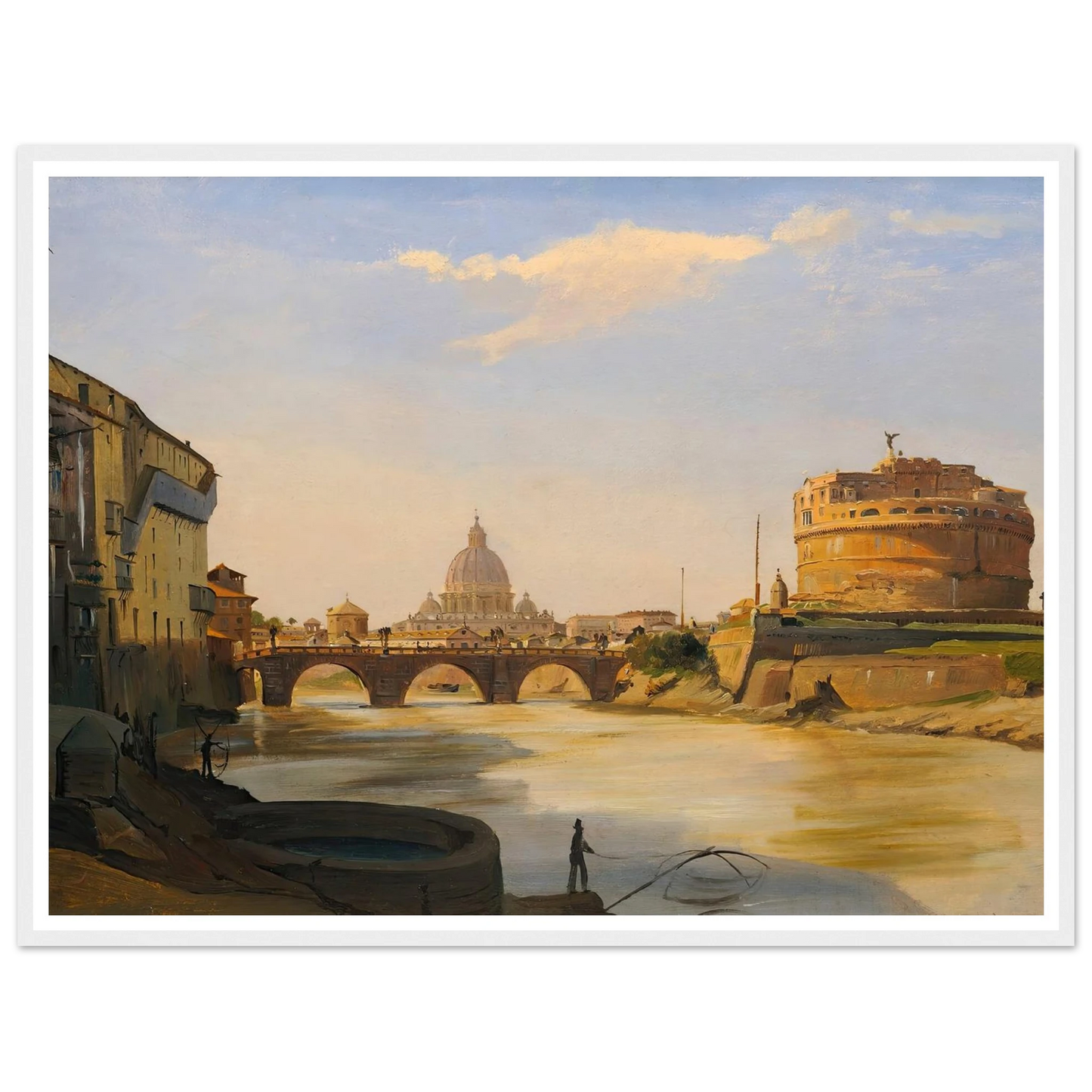 View Of The Castel Sant’angelo, Rome Art Print | Ippolito Caffi - Framed Poster - 30x40 cm / 12x16″ - Black frame