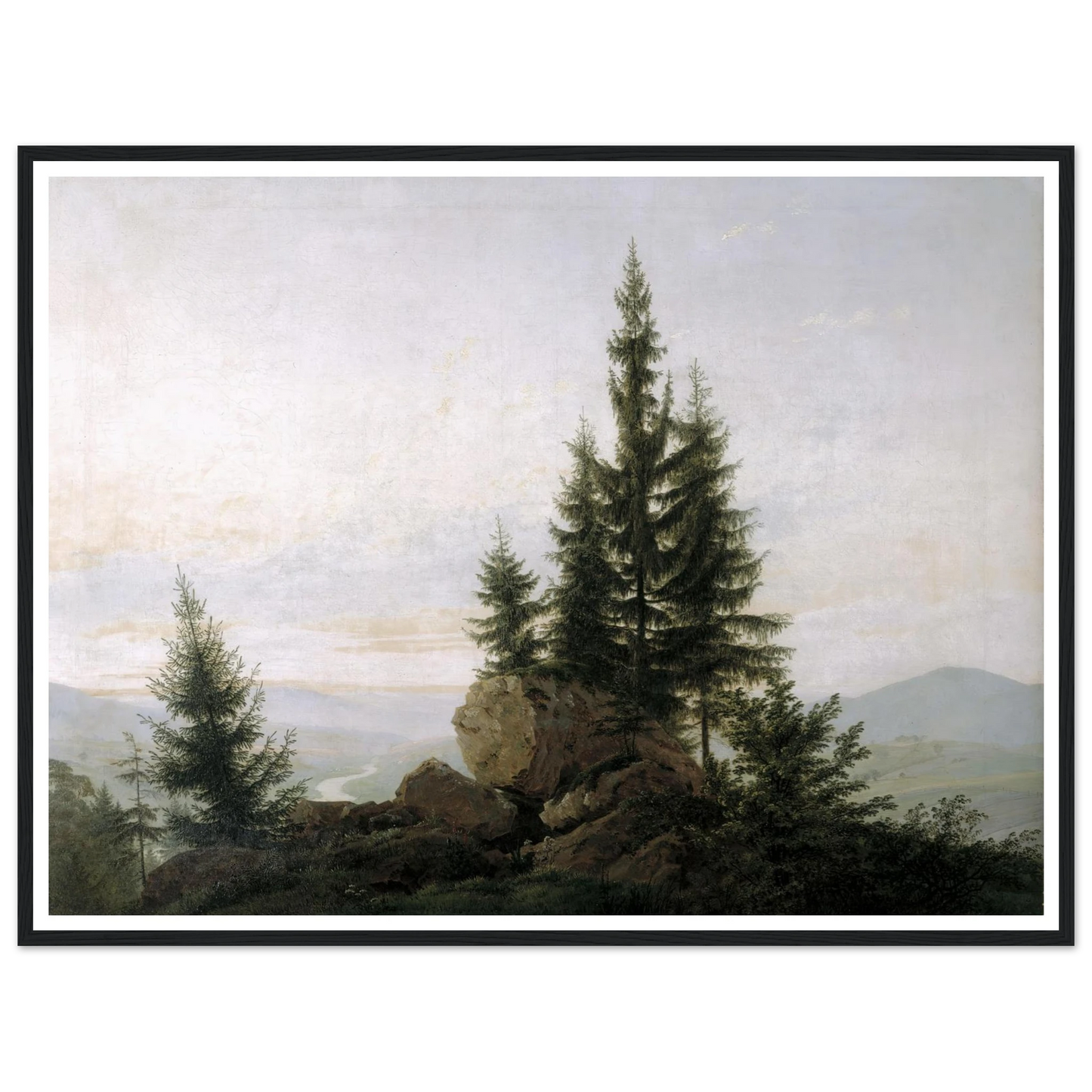 View of the Elbe Valley Art Print | Caspar David Friedrich - Framed Poster - 30x40 cm / 12x16″ - Black frame