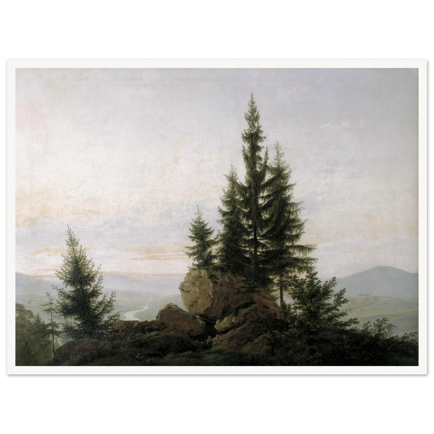 View of the Elbe Valley Art Print | Caspar David Friedrich - Framed Poster - 30x40 cm / 12x16″ - Black frame
