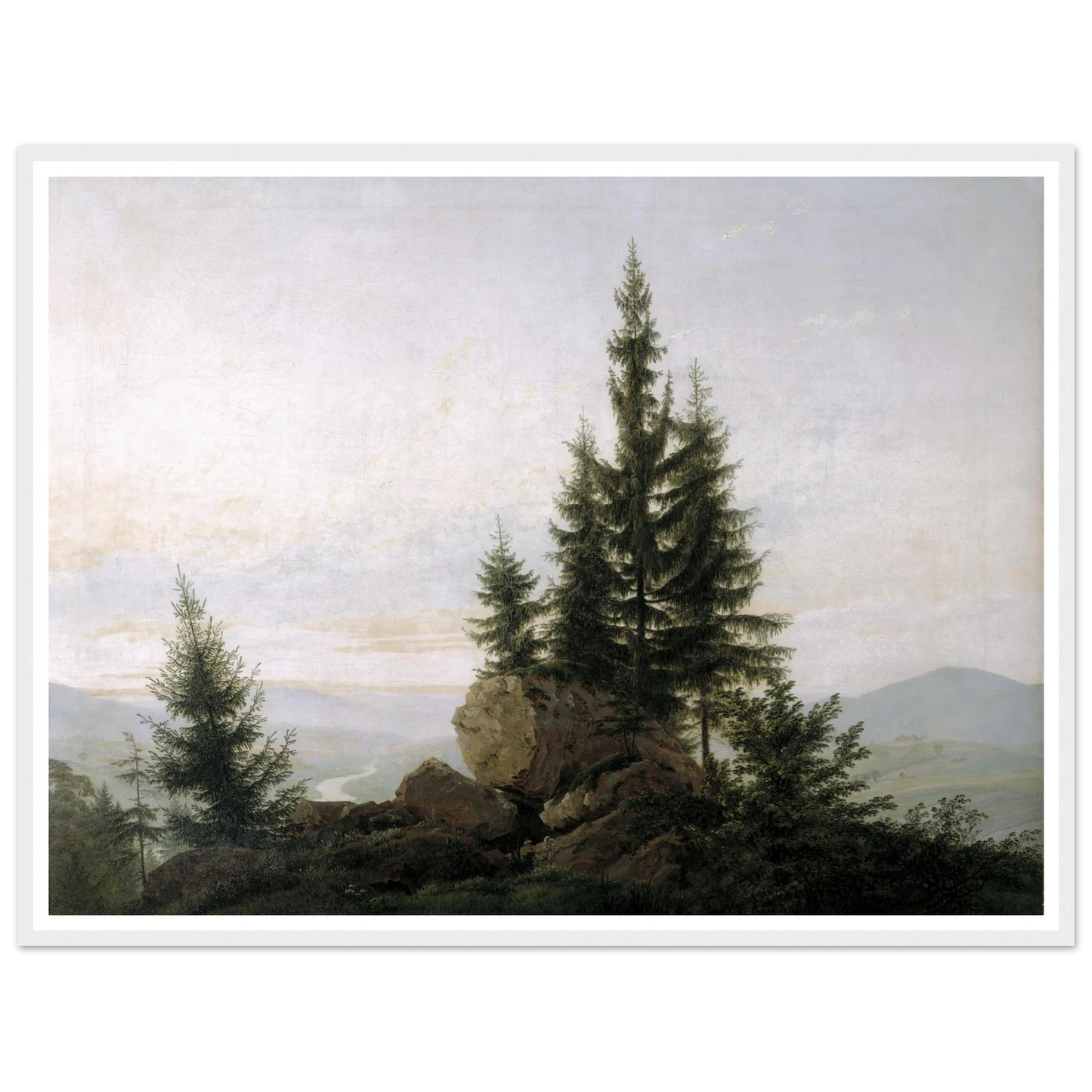 View of the Elbe Valley Art Print | Caspar David Friedrich - Framed Poster - 30x40 cm / 12x16″ - Black frame