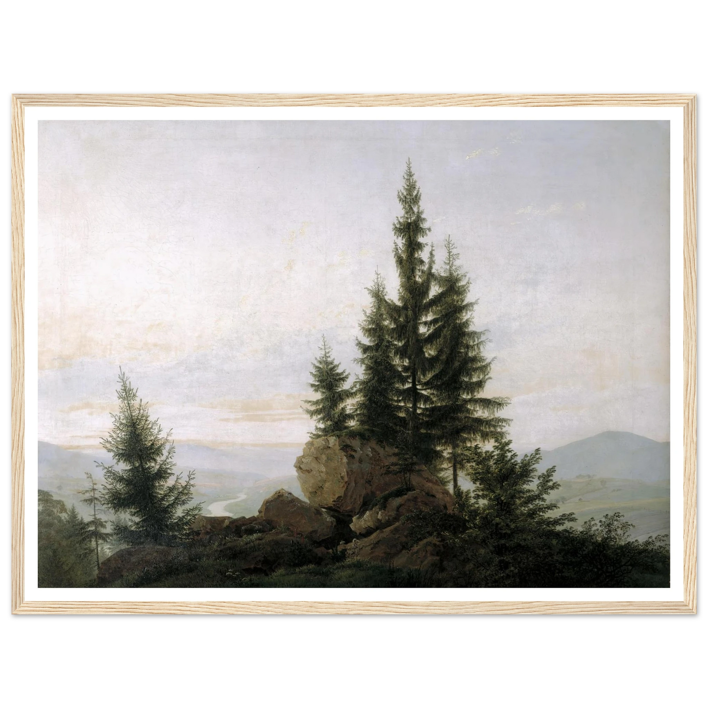 View of the Elbe Valley Art Print | Caspar David Friedrich - Framed Poster - 30x40 cm / 12x16″ - Black frame
