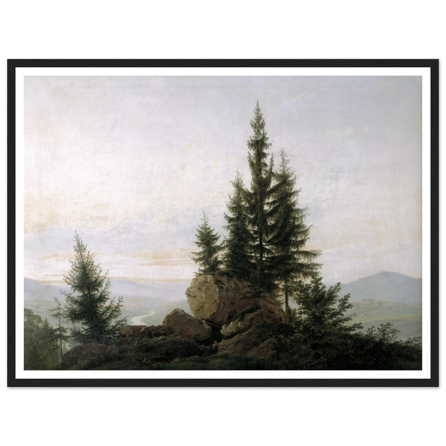 View of the Elbe Valley Art Print | Caspar David Friedrich - Framed Poster - 30x40 cm / 12x16″ - Black frame