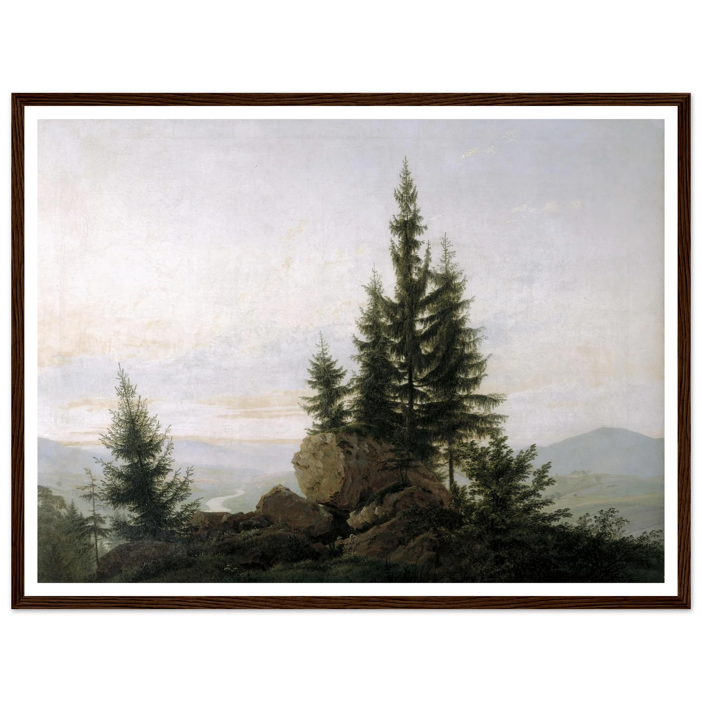 View of the Elbe Valley Art Print | Caspar David Friedrich - Framed Poster - 30x40 cm / 12x16″ - Black frame