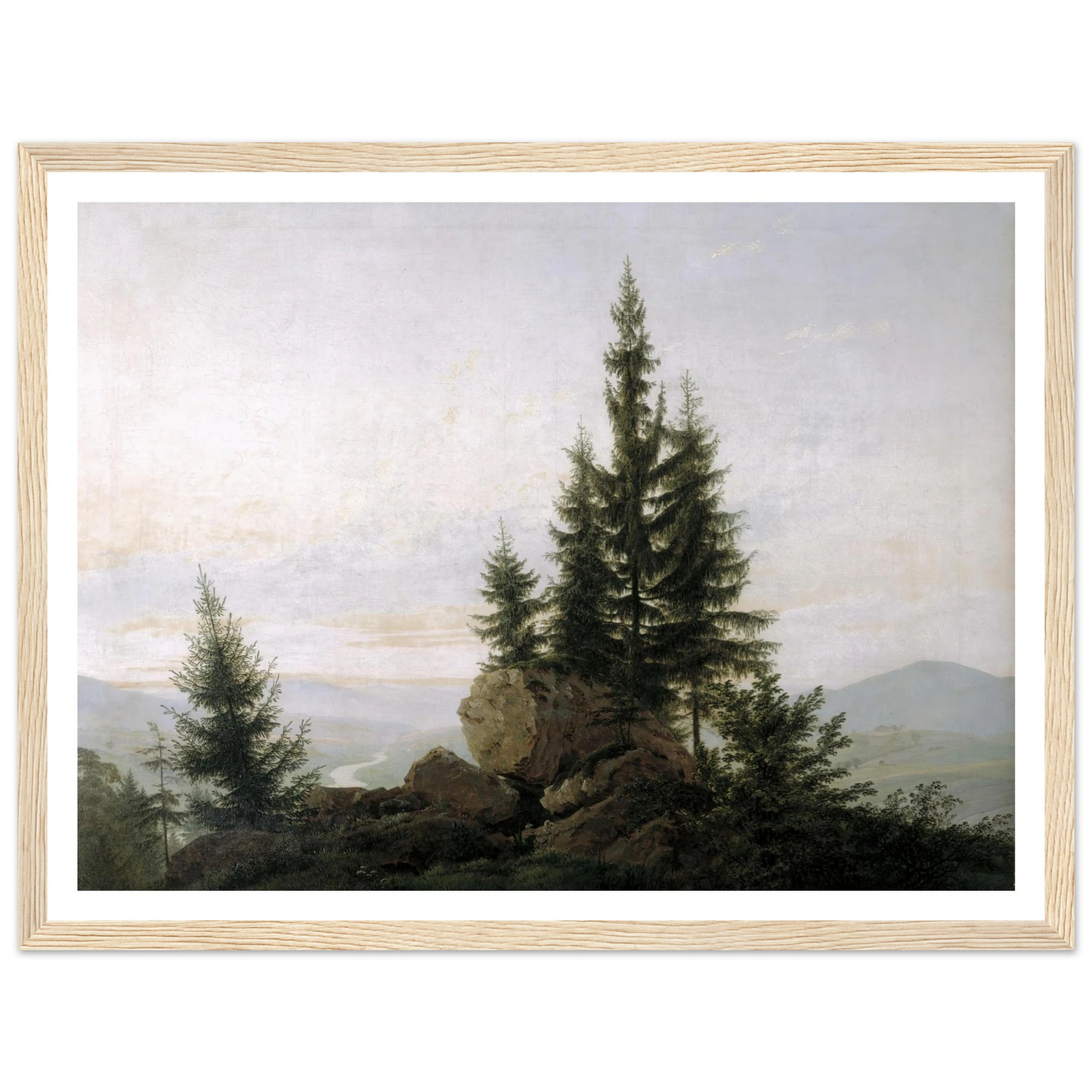 View of the Elbe Valley Art Print | Caspar David Friedrich - Framed Poster - 30x40 cm / 12x16″ - Black frame