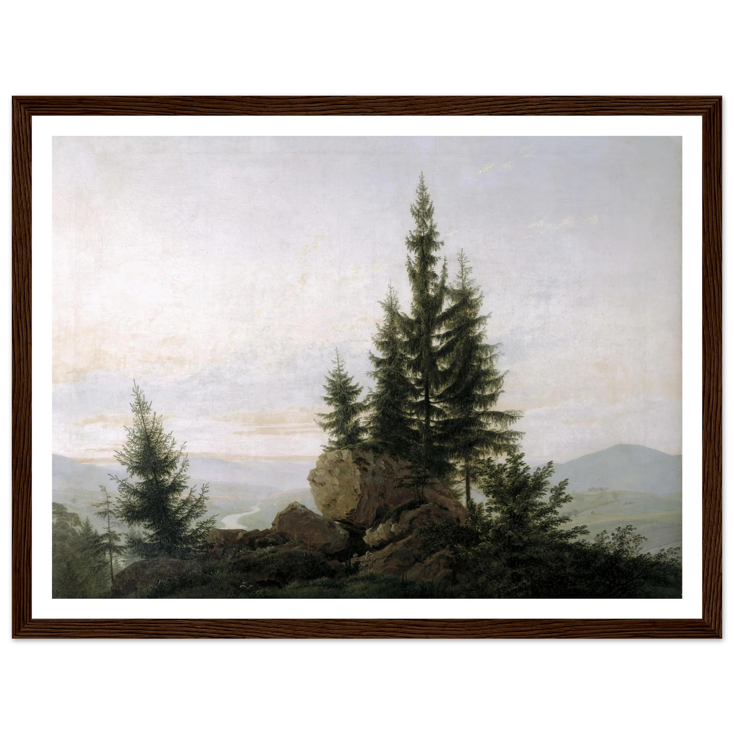 View of the Elbe Valley Art Print | Caspar David Friedrich - Framed Poster - 30x40 cm / 12x16″ - Black frame