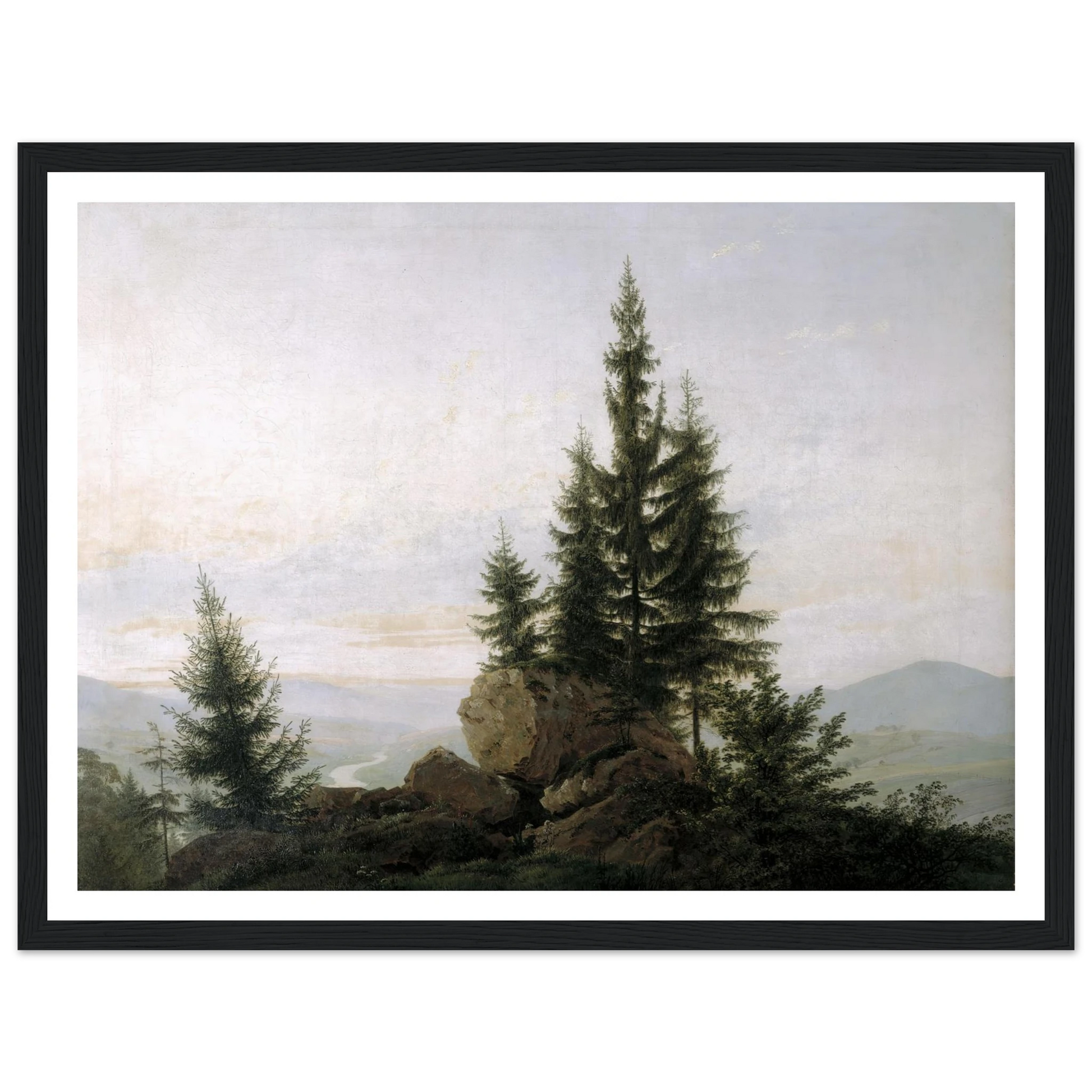 View of the Elbe Valley Art Print | Caspar David Friedrich - Framed Poster - 30x40 cm / 12x16″ - Black frame
