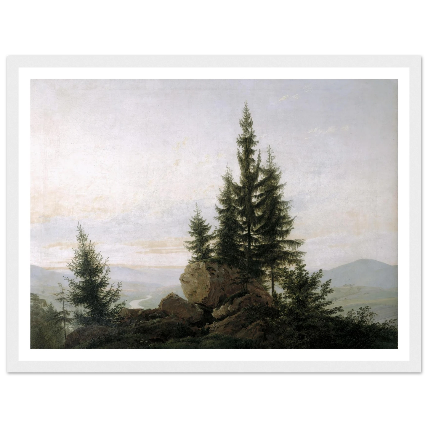 View of the Elbe Valley Art Print | Caspar David Friedrich - Framed Poster - 30x40 cm / 12x16″ - Black frame