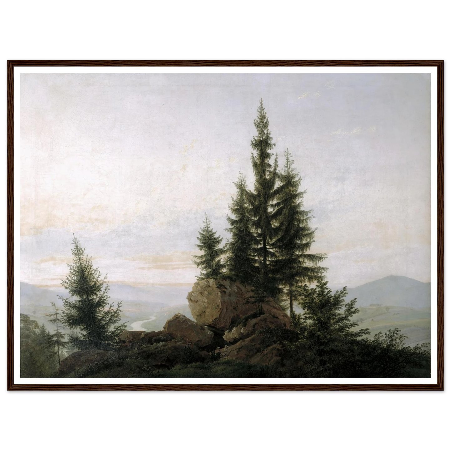 View of the Elbe Valley Art Print | Caspar David Friedrich - Framed Poster - 30x40 cm / 12x16″ - Black frame