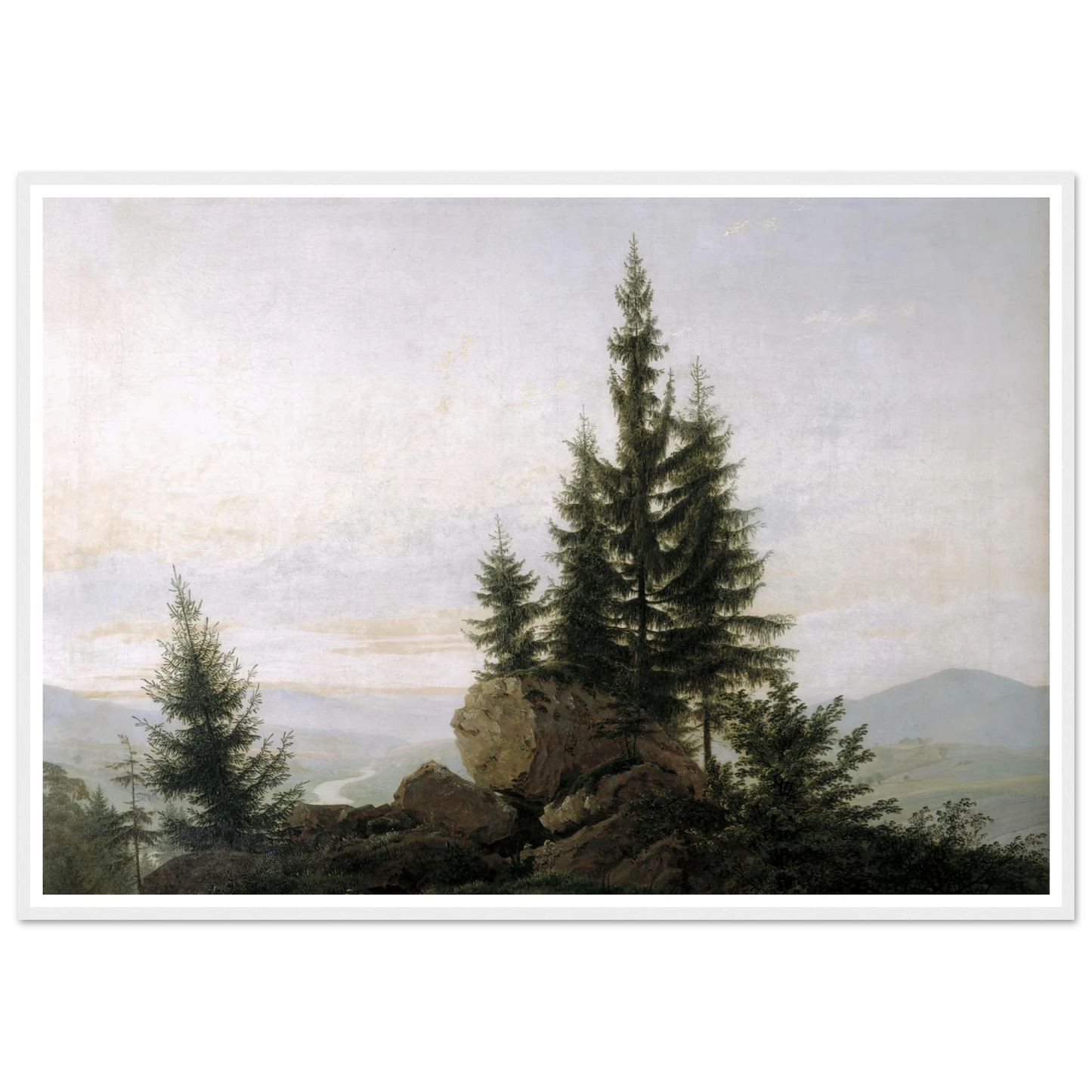 View of the Elbe Valley Art Print | Caspar David Friedrich - Framed Poster - 30x40 cm / 12x16″ - Black frame
