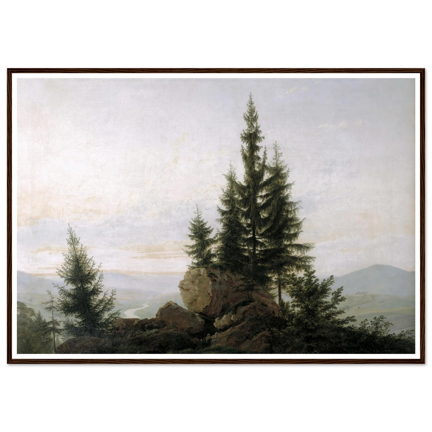 View of the Elbe Valley Art Print | Caspar David Friedrich - Framed Poster - 30x40 cm / 12x16″ - Black frame