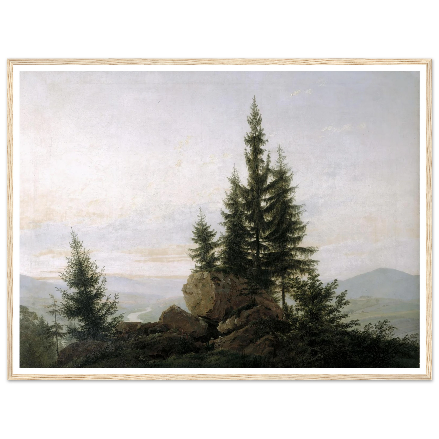 View of the Elbe Valley Art Print | Caspar David Friedrich - Framed Poster - 30x40 cm / 12x16″ - Black frame