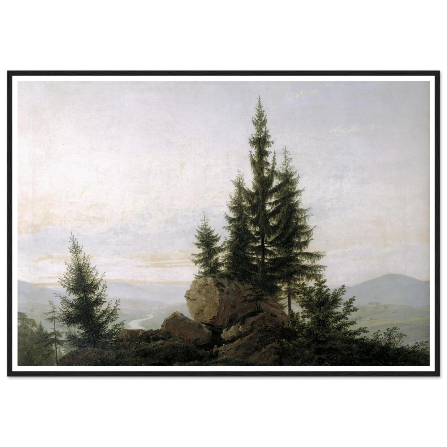 View of the Elbe Valley Art Print | Caspar David Friedrich - Framed Poster - 30x40 cm / 12x16″ - Black frame