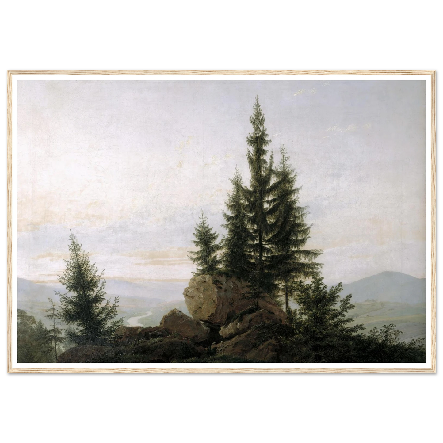 View of the Elbe Valley Art Print | Caspar David Friedrich - Framed Poster - 30x40 cm / 12x16″ - Black frame