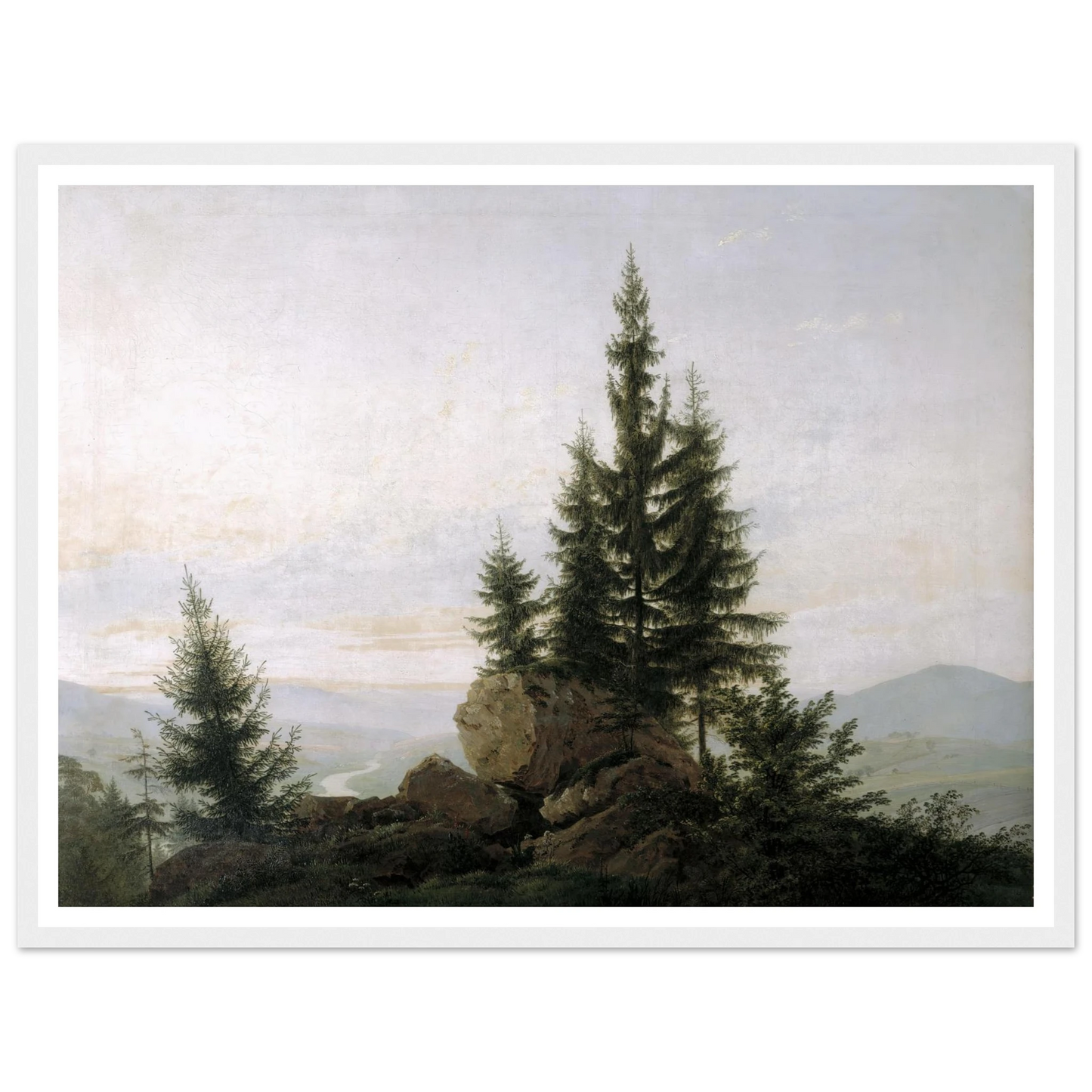 View of the Elbe Valley Art Print | Caspar David Friedrich - Framed Poster - 30x40 cm / 12x16″ - Black frame