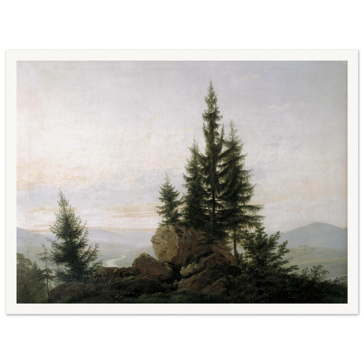 View of the Elbe Valley Art Print | Caspar David Friedrich - Framed Poster - 30x40 cm / 12x16″ - Black frame