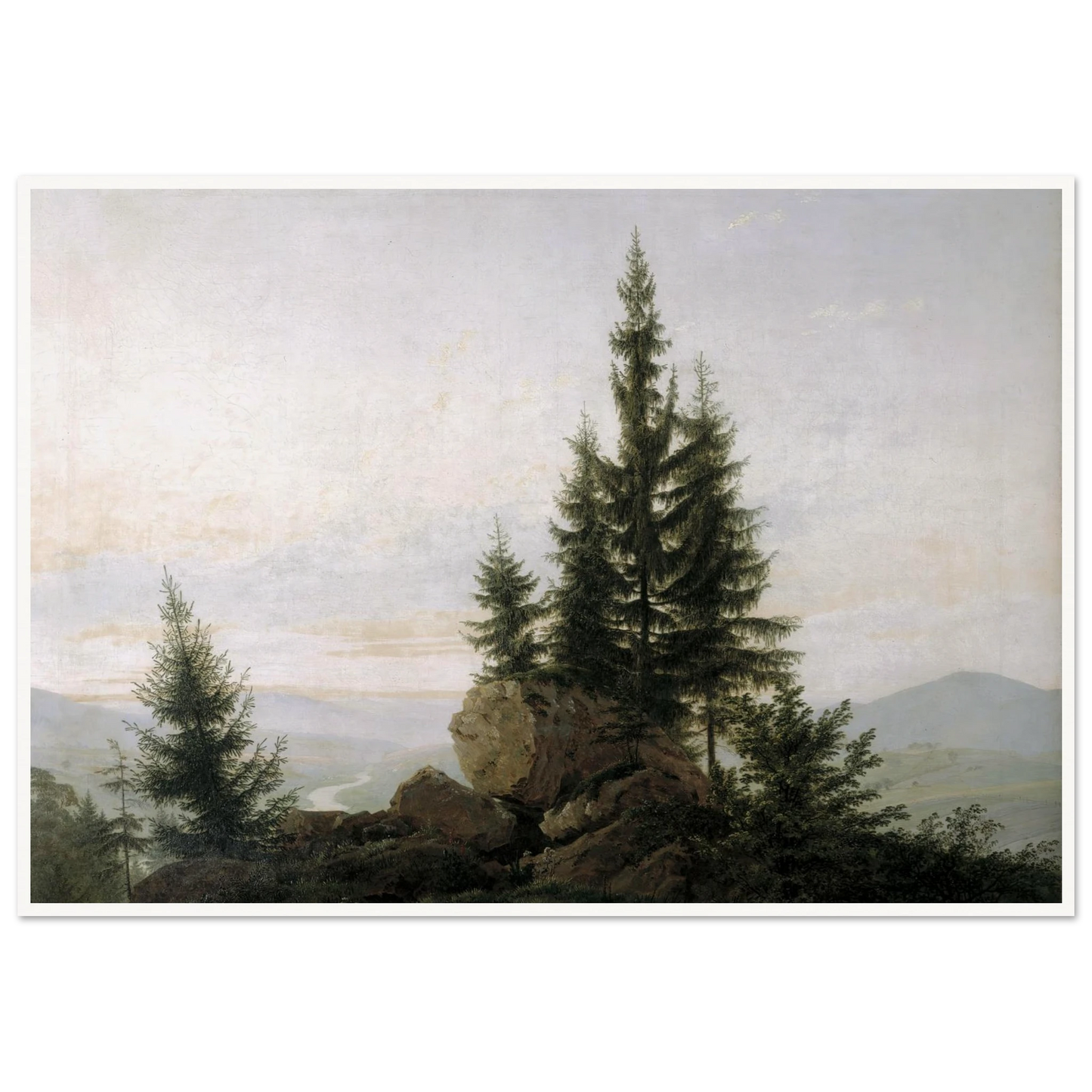View of the Elbe Valley Art Print | Caspar David Friedrich - Framed Poster - 30x40 cm / 12x16″ - Black frame