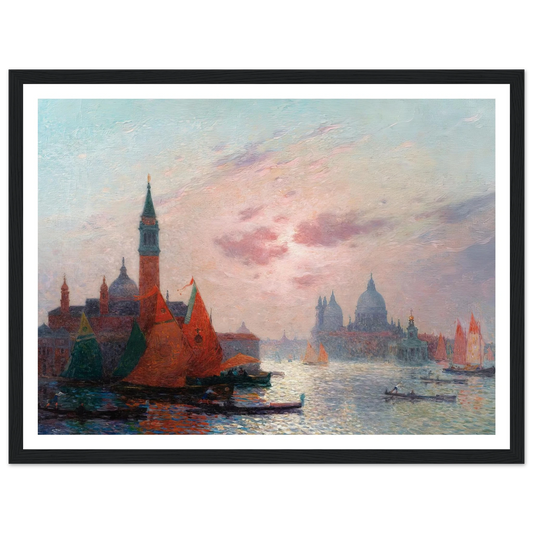 View of the Grand Canal, Venice Art Print | Ferdinand du Puigaudeau - Framed Poster - 30x40 cm / 12x16″ - Black frame