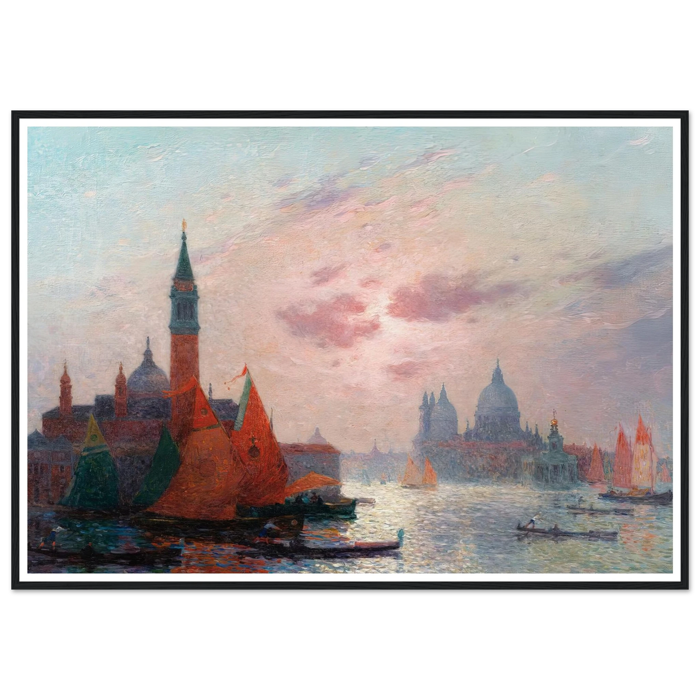 View of the Grand Canal, Venice Art Print | Ferdinand du Puigaudeau - Framed Poster - 30x40 cm / 12x16″ - Black frame