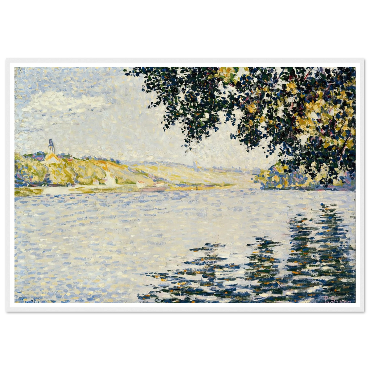 View of the Seine at Herblay (1889) Art Print | Paul Signac - Framed Poster - 30x40 cm / 12x16″ - Black frame