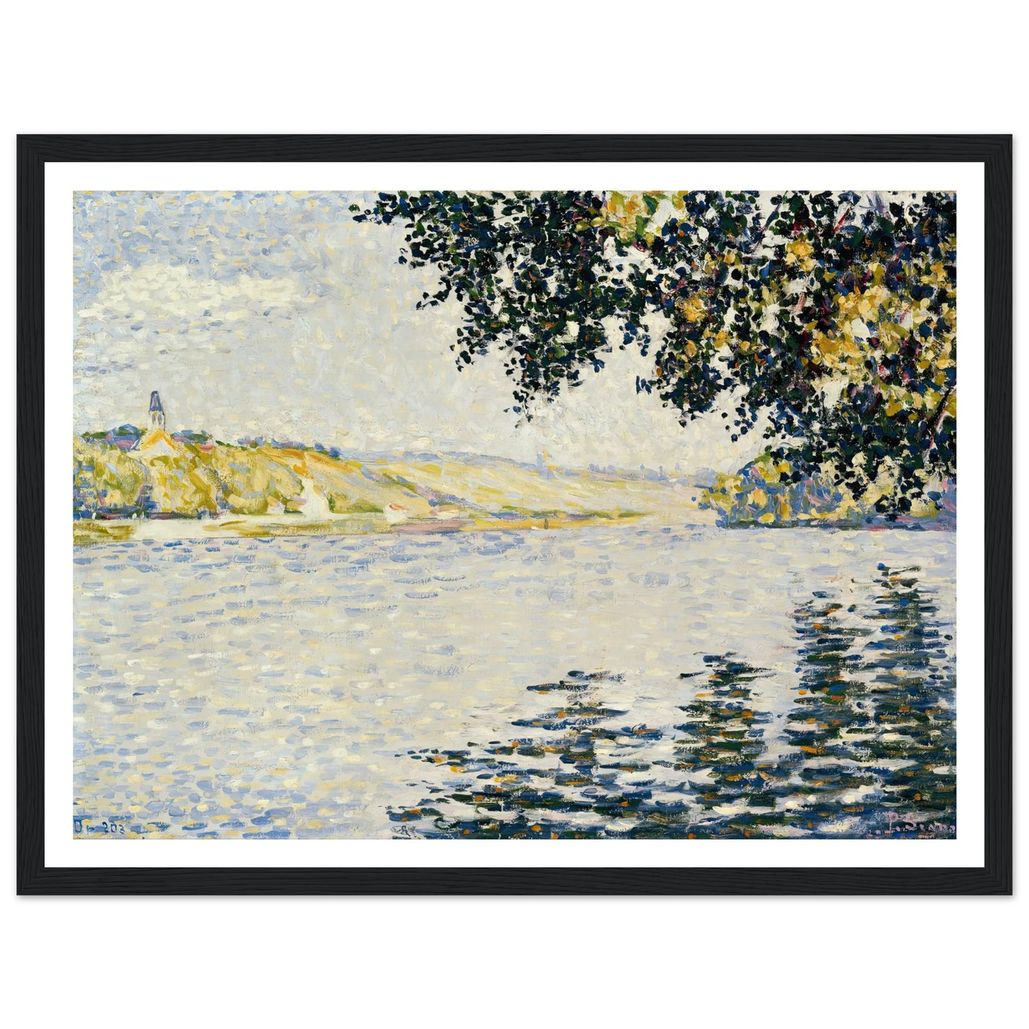 View of the Seine at Herblay (1889) Art Print | Paul Signac - Framed Poster - 30x40 cm / 12x16″ - Black frame