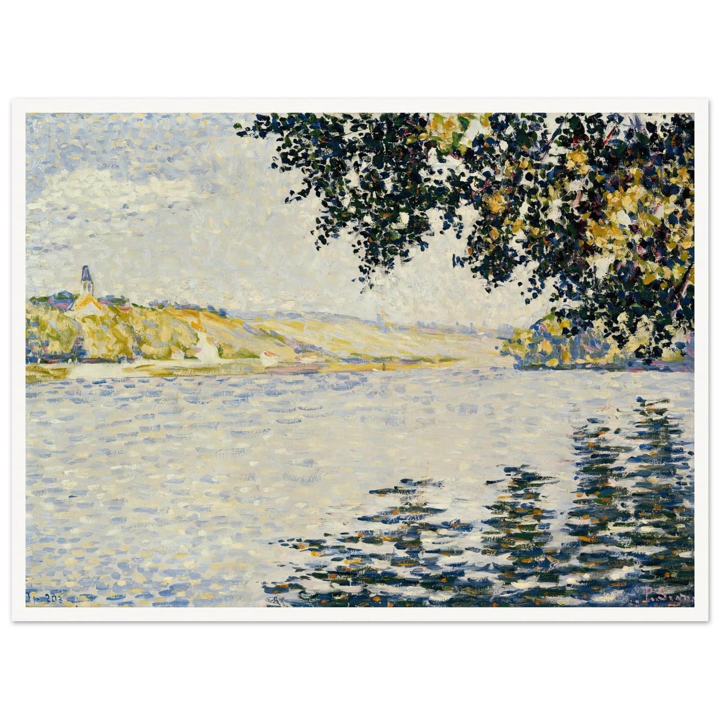 View of the Seine at Herblay (1889) Art Print | Paul Signac - Framed Poster - 30x40 cm / 12x16″ - Black frame