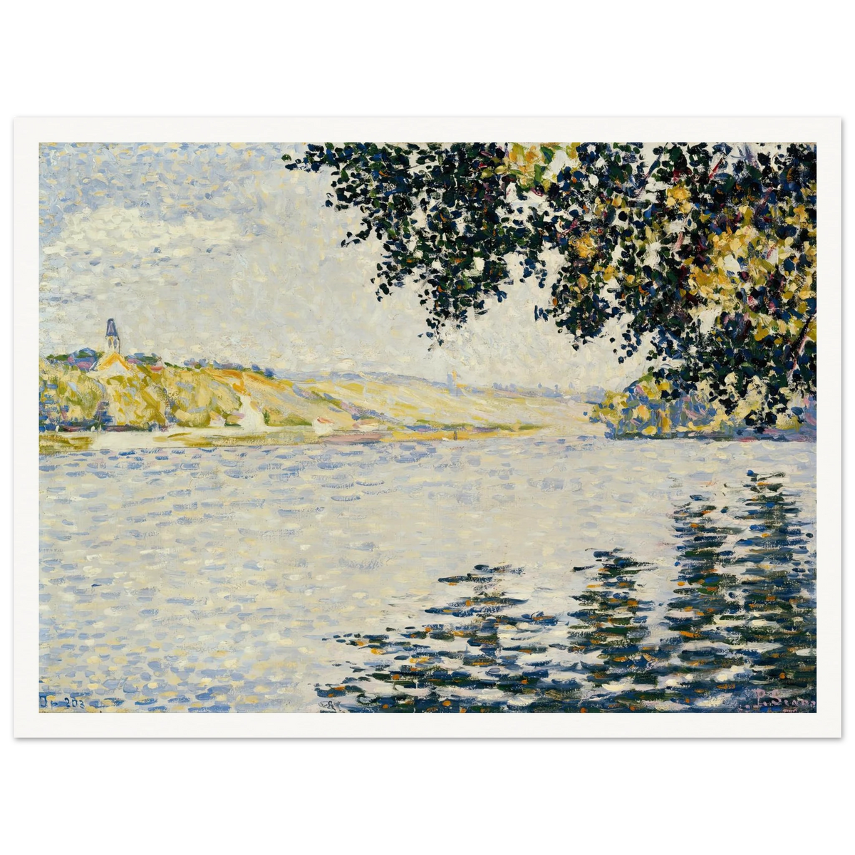 View of the Seine at Herblay (1889) Art Print | Paul Signac - Framed Poster - 30x40 cm / 12x16″ - Black frame