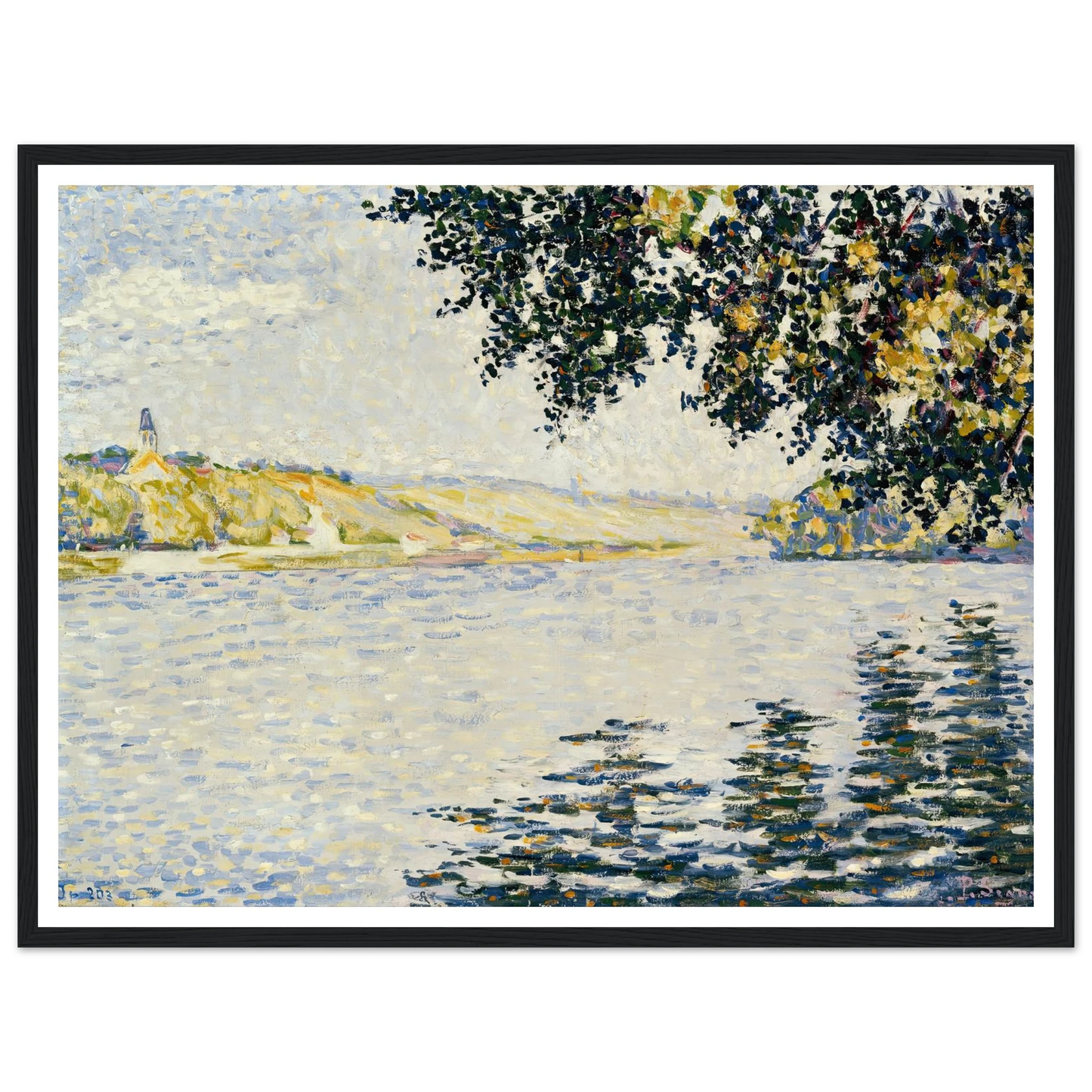 View of the Seine at Herblay (1889) Art Print | Paul Signac - Framed Poster - 30x40 cm / 12x16″ - Black frame
