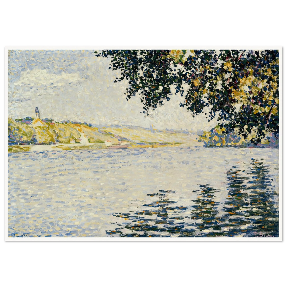 View of the Seine at Herblay (1889) Art Print | Paul Signac - Framed Poster - 30x40 cm / 12x16″ - Black frame