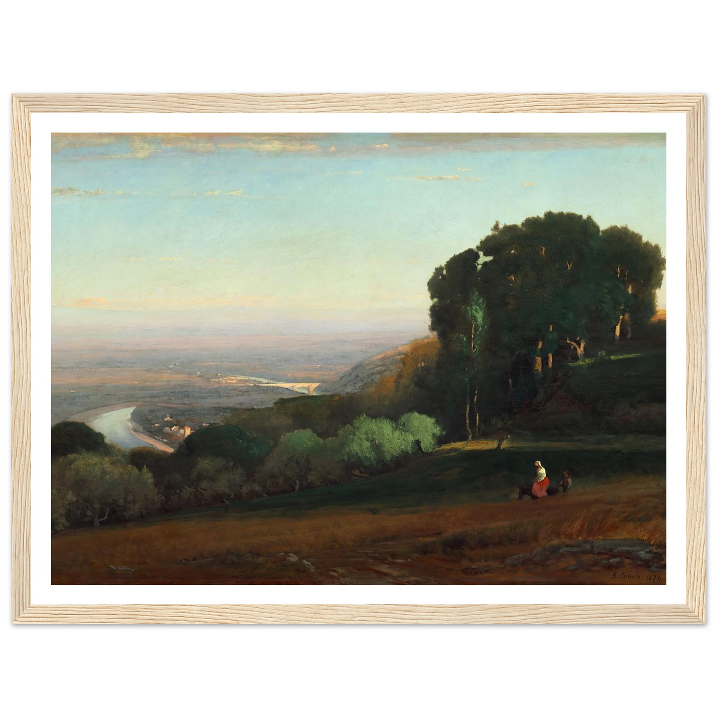 View of the Tiber near Perugia (1872-1874) Art Print | George Inness - Framed Poster - 30x40 cm / 12x16″ - Black frame