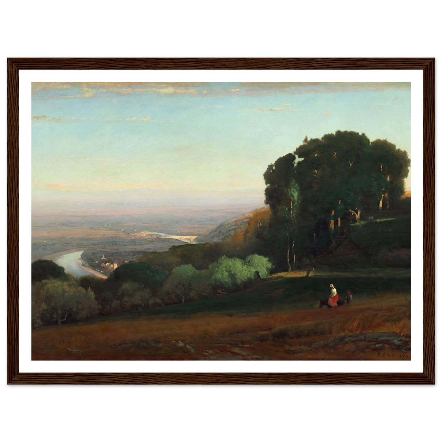 View of the Tiber near Perugia (1872-1874) Art Print | George Inness - Framed Poster - 30x40 cm / 12x16″ - Black frame