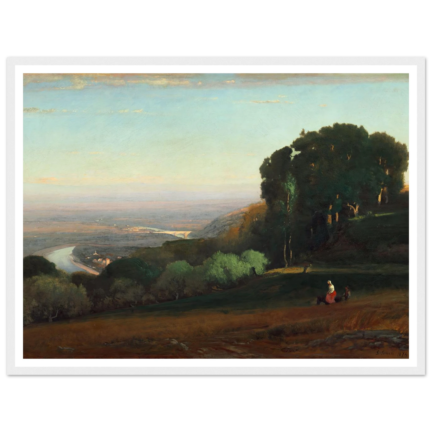 View of the Tiber near Perugia (1872-1874) Art Print | George Inness - Framed Poster - 30x40 cm / 12x16″ - Black frame
