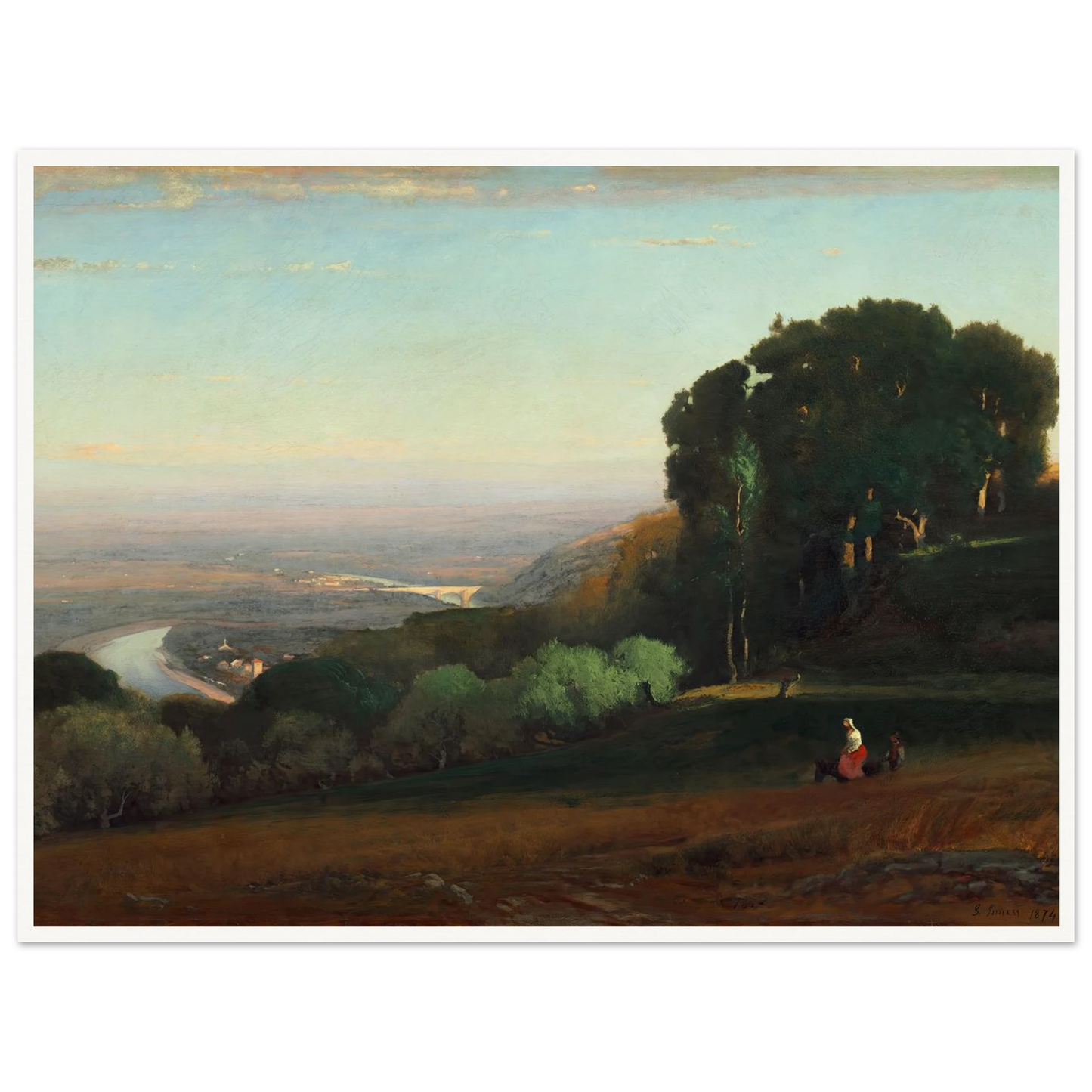 View of the Tiber near Perugia (1872-1874) Art Print | George Inness - Framed Poster - 30x40 cm / 12x16″ - Black frame