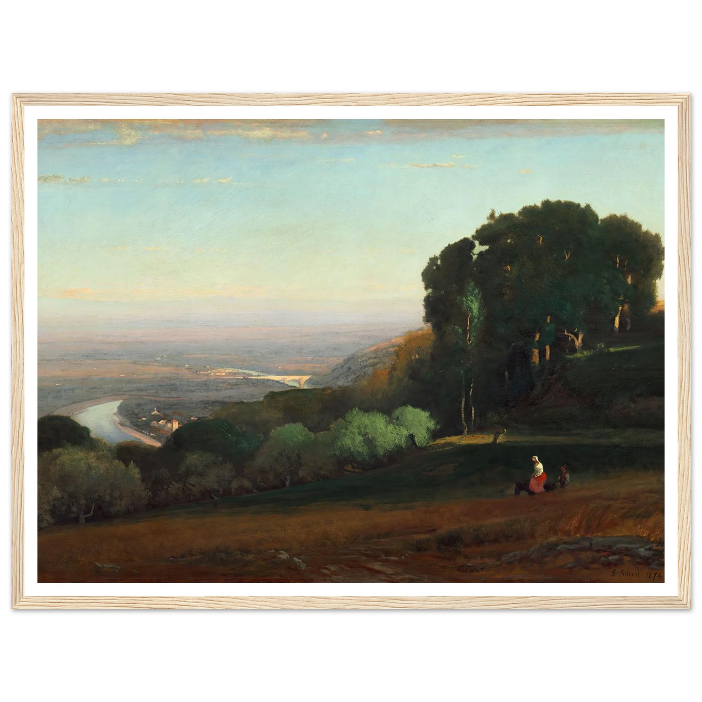 View of the Tiber near Perugia (1872-1874) Art Print | George Inness - Framed Poster - 30x40 cm / 12x16″ - Black frame