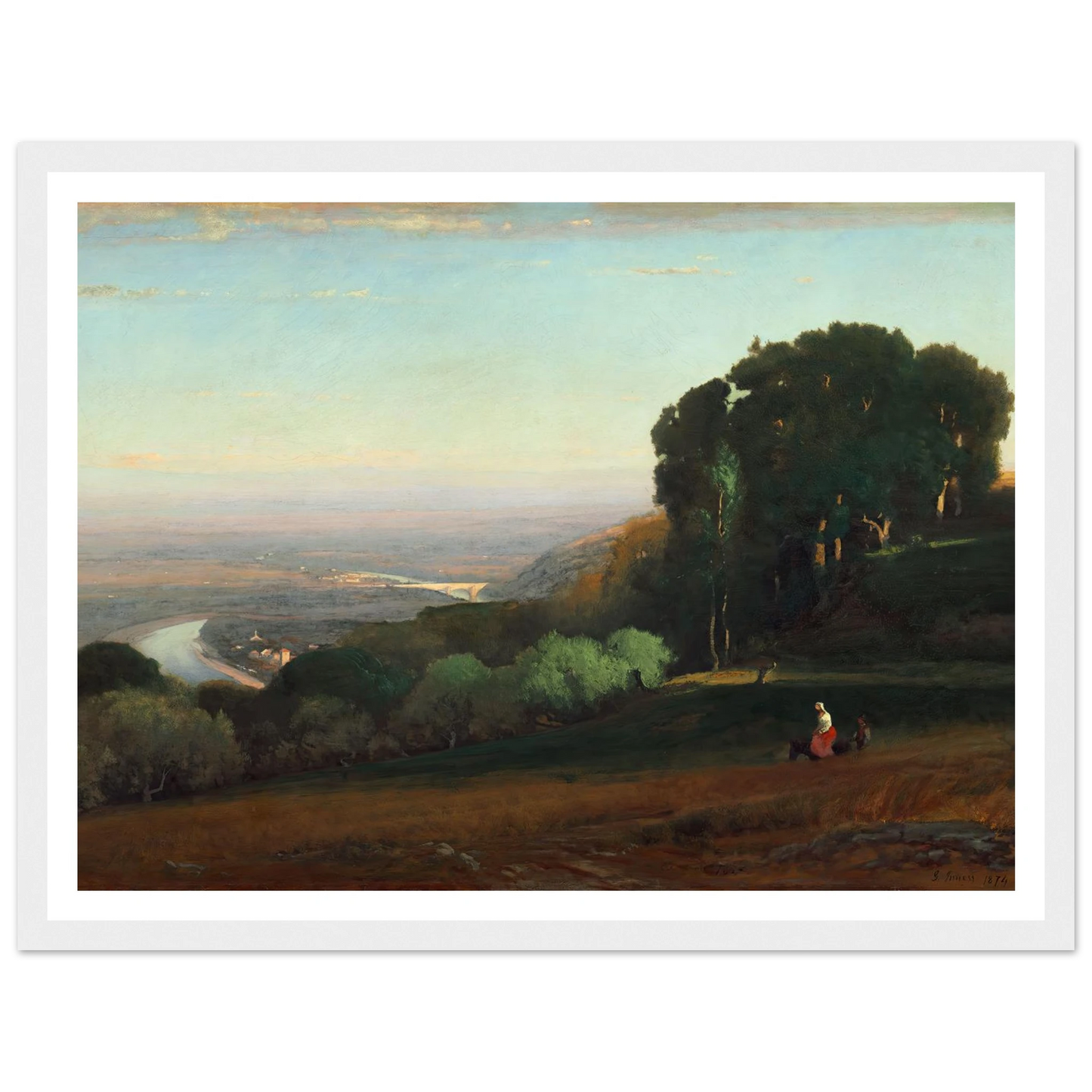 View of the Tiber near Perugia (1872-1874) Art Print | George Inness - Framed Poster - 30x40 cm / 12x16″ - Black frame