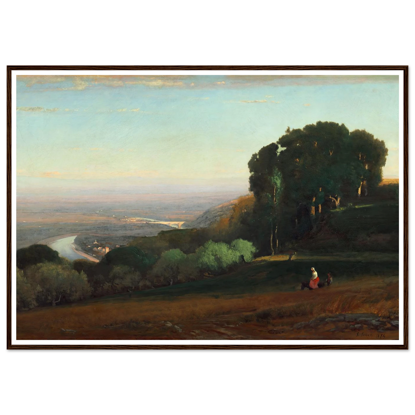 View of the Tiber near Perugia (1872-1874) Art Print | George Inness - Framed Poster - 30x40 cm / 12x16″ - Black frame