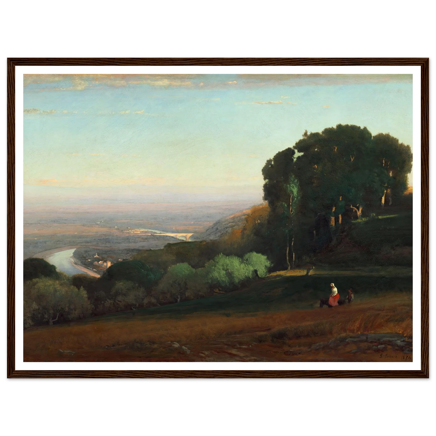 View of the Tiber near Perugia (1872-1874) Art Print | George Inness - Framed Poster - 30x40 cm / 12x16″ - Black frame