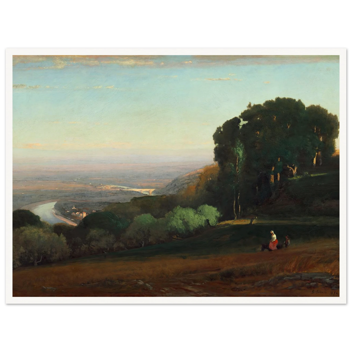 View of the Tiber near Perugia (1872-1874) Art Print | George Inness - Framed Poster - 30x40 cm / 12x16″ - Black frame