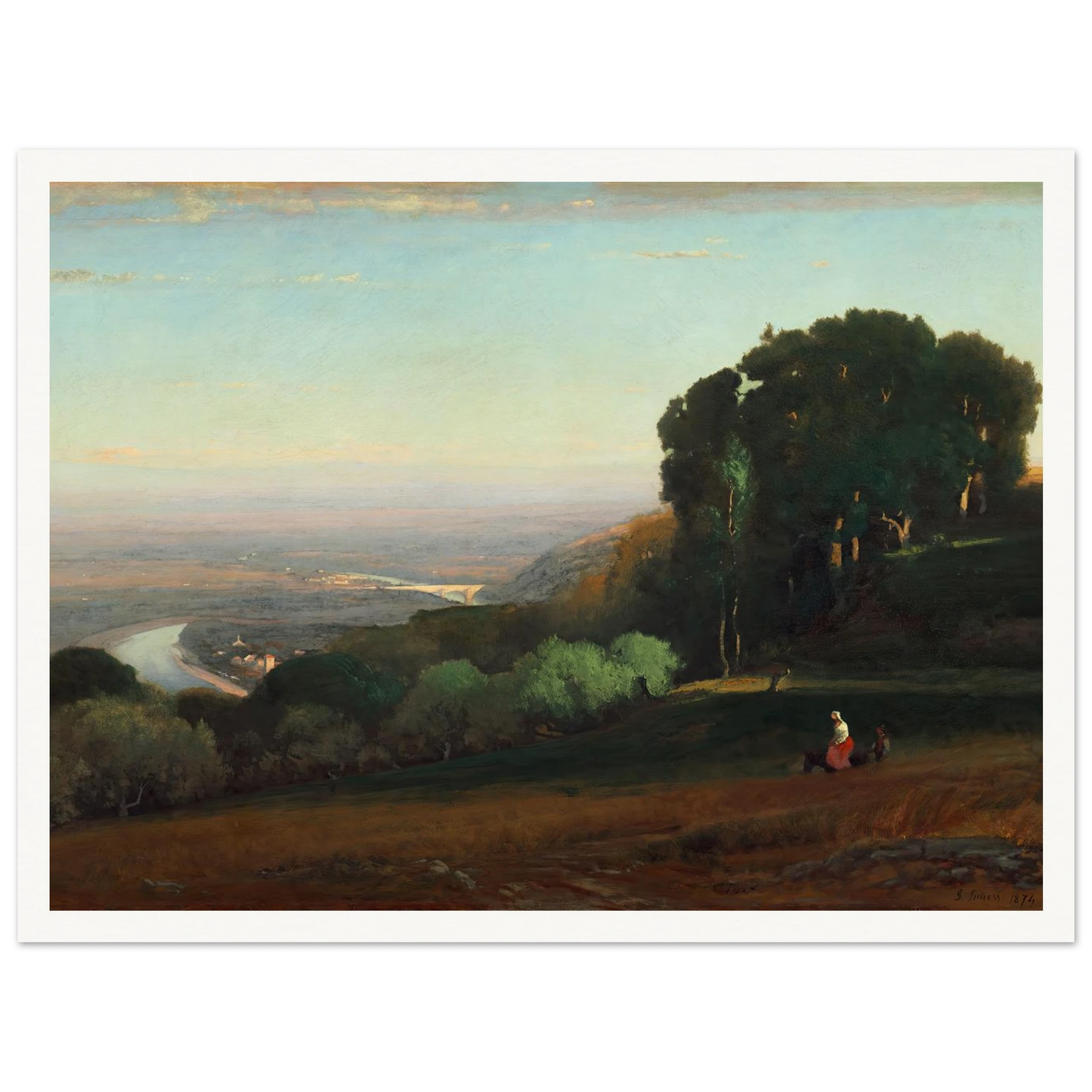 View of the Tiber near Perugia (1872-1874) Art Print | George Inness - Framed Poster - 30x40 cm / 12x16″ - Black frame