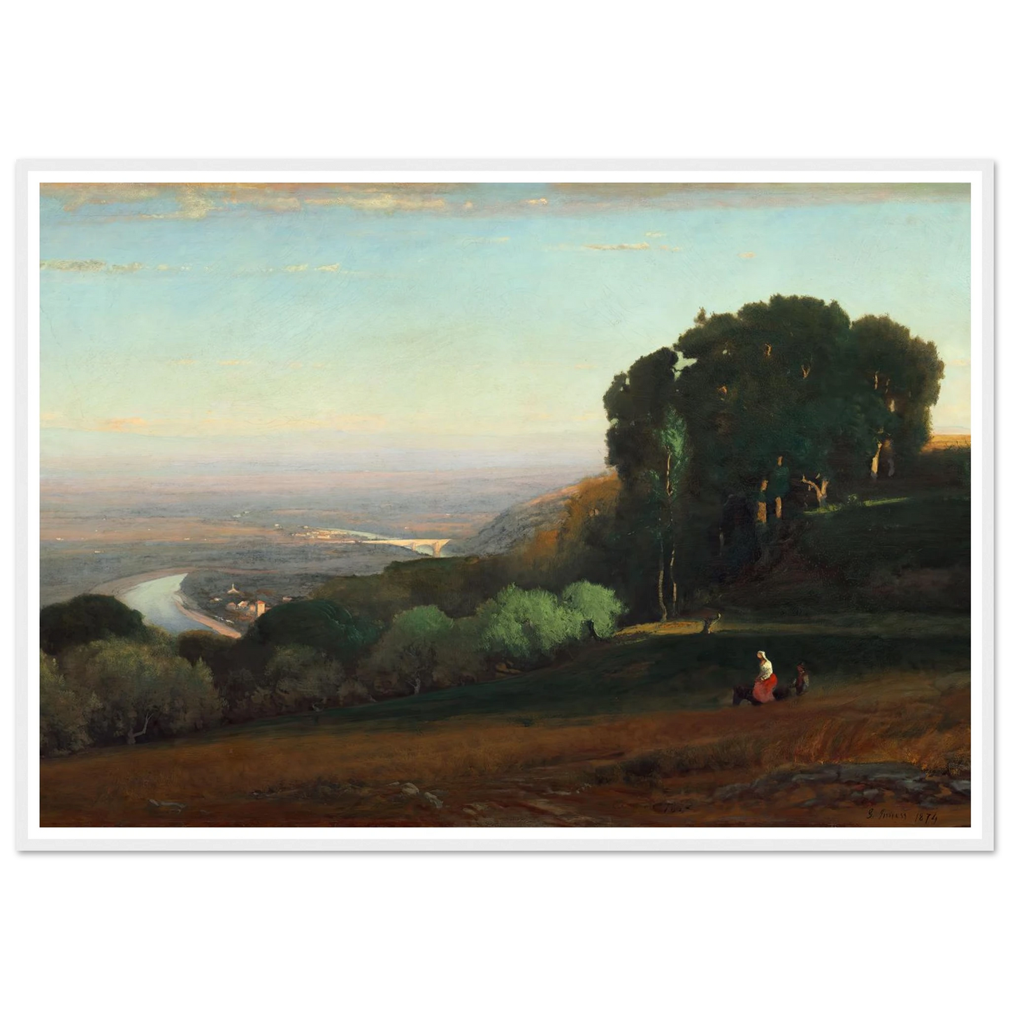 View of the Tiber near Perugia (1872-1874) Art Print | George Inness - Framed Poster - 30x40 cm / 12x16″ - Black frame
