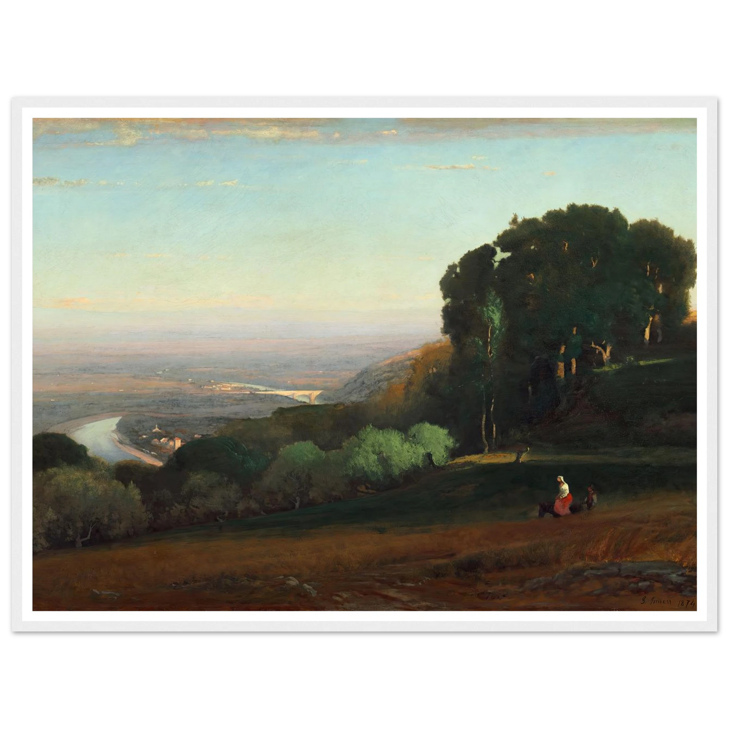 View of the Tiber near Perugia (1872-1874) Art Print | George Inness - Framed Poster - 30x40 cm / 12x16″ - Black frame