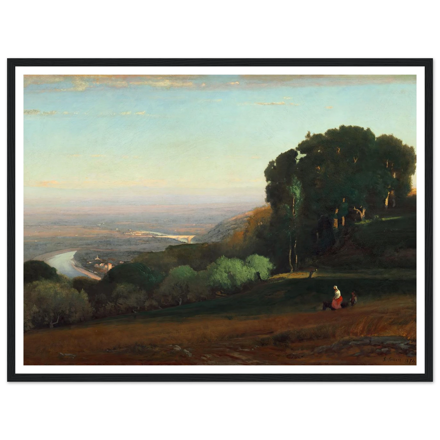 View of the Tiber near Perugia (1872-1874) Art Print | George Inness - Framed Poster - 30x40 cm / 12x16″ - Black frame