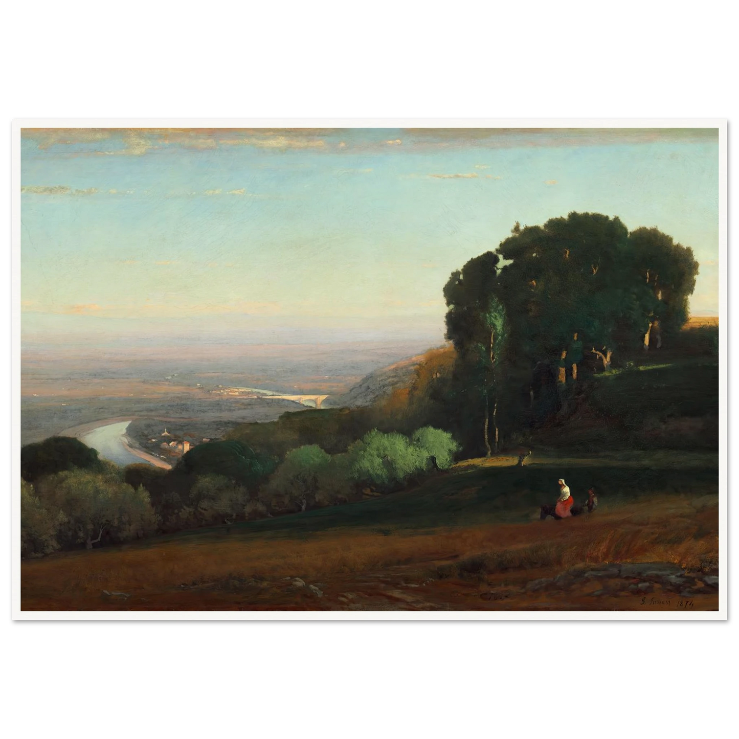 View of the Tiber near Perugia (1872-1874) Art Print | George Inness - Framed Poster - 30x40 cm / 12x16″ - Black frame