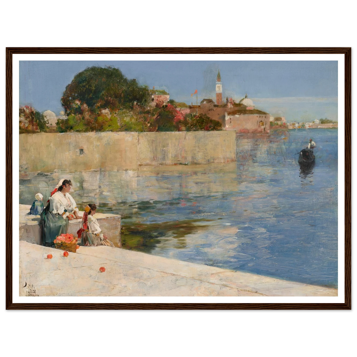 View of Venice (circa 1883) Art Print | Childe Hassam - Framed Poster - 30x40 cm / 12x16″ - Black frame