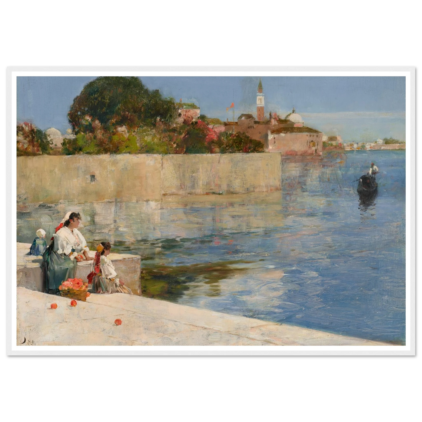 View of Venice (circa 1883) Art Print | Childe Hassam - Framed Poster - 30x40 cm / 12x16″ - Black frame