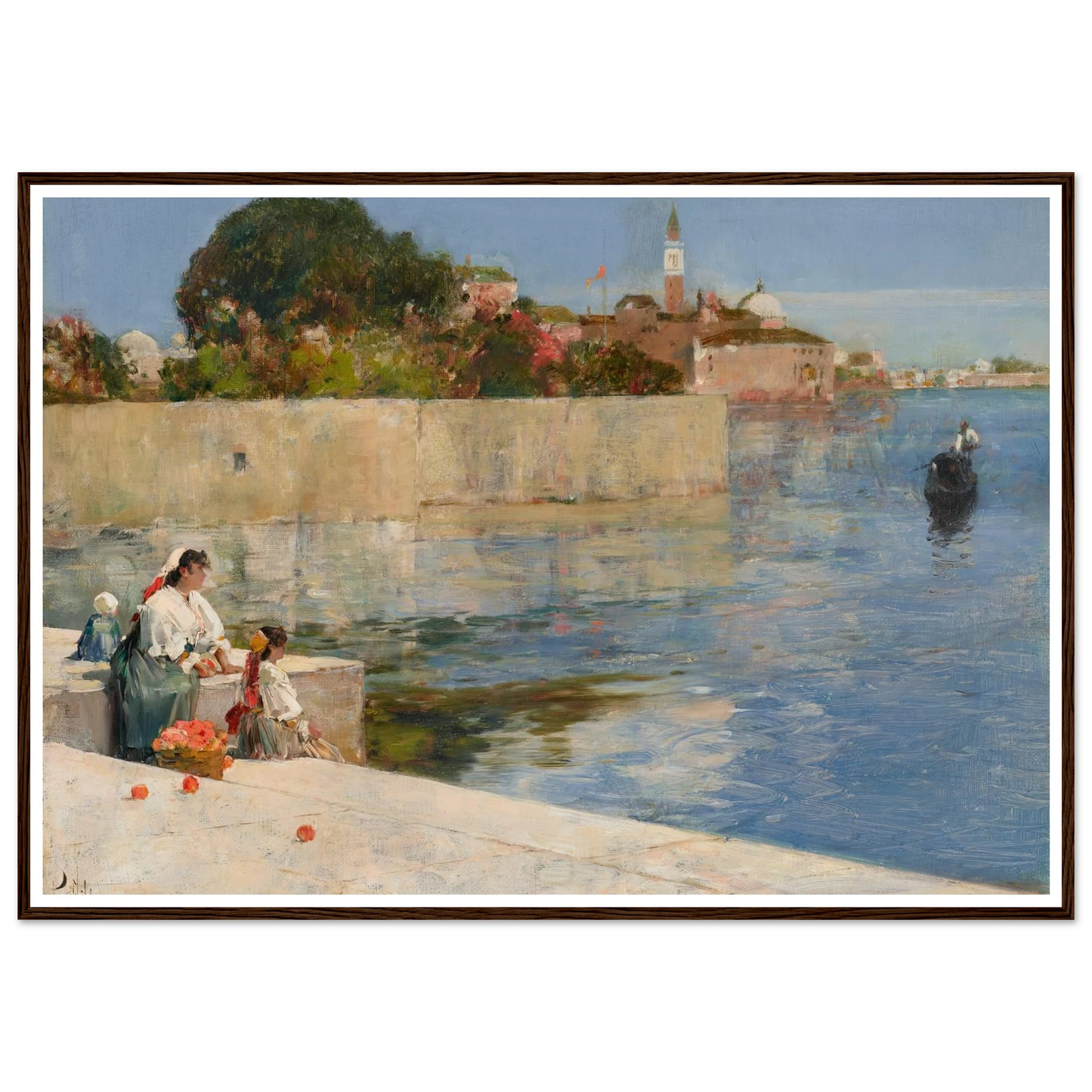 View of Venice (circa 1883) Art Print | Childe Hassam - Framed Poster - 30x40 cm / 12x16″ - Black frame