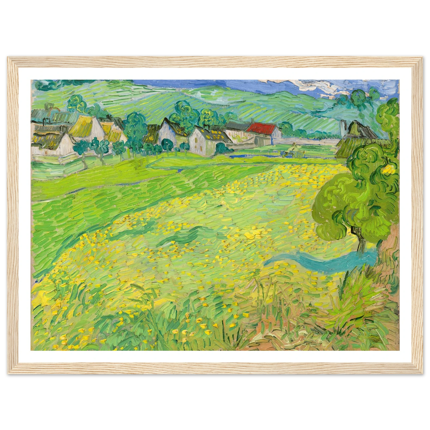 View of Vessenots Near Auvers (1890) Art Print | Vincent van Gogh - Framed Poster - 30x40 cm / 12x16″ - Black frame