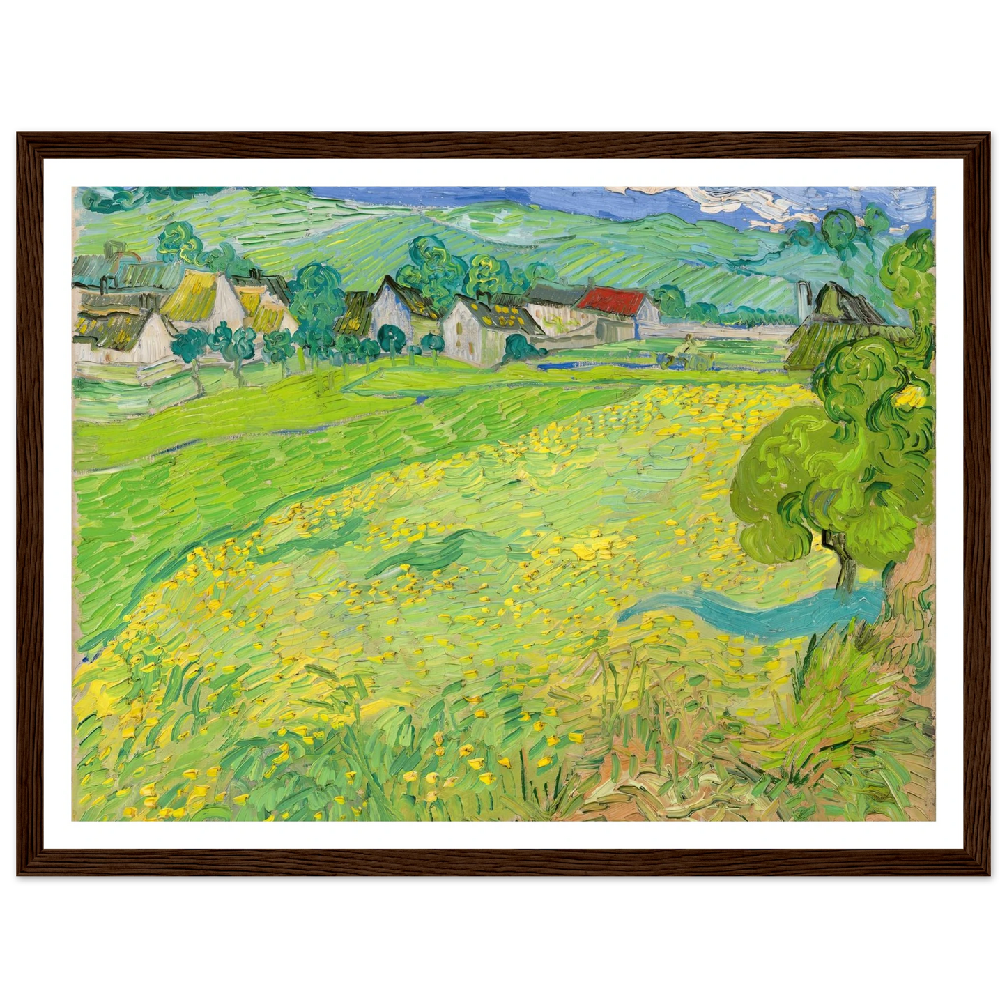 View of Vessenots Near Auvers (1890) Art Print | Vincent van Gogh - Framed Poster - 30x40 cm / 12x16″ - Black frame