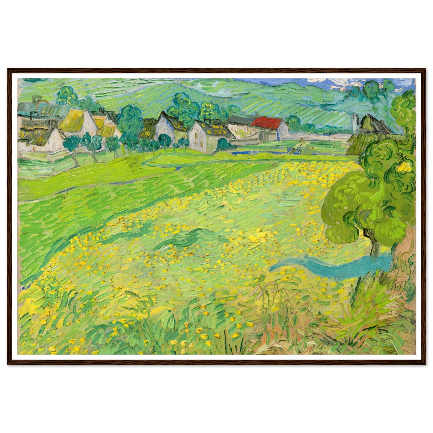 View of Vessenots Near Auvers (1890) Art Print | Vincent van Gogh - Framed Poster - 30x40 cm / 12x16″ - Black frame