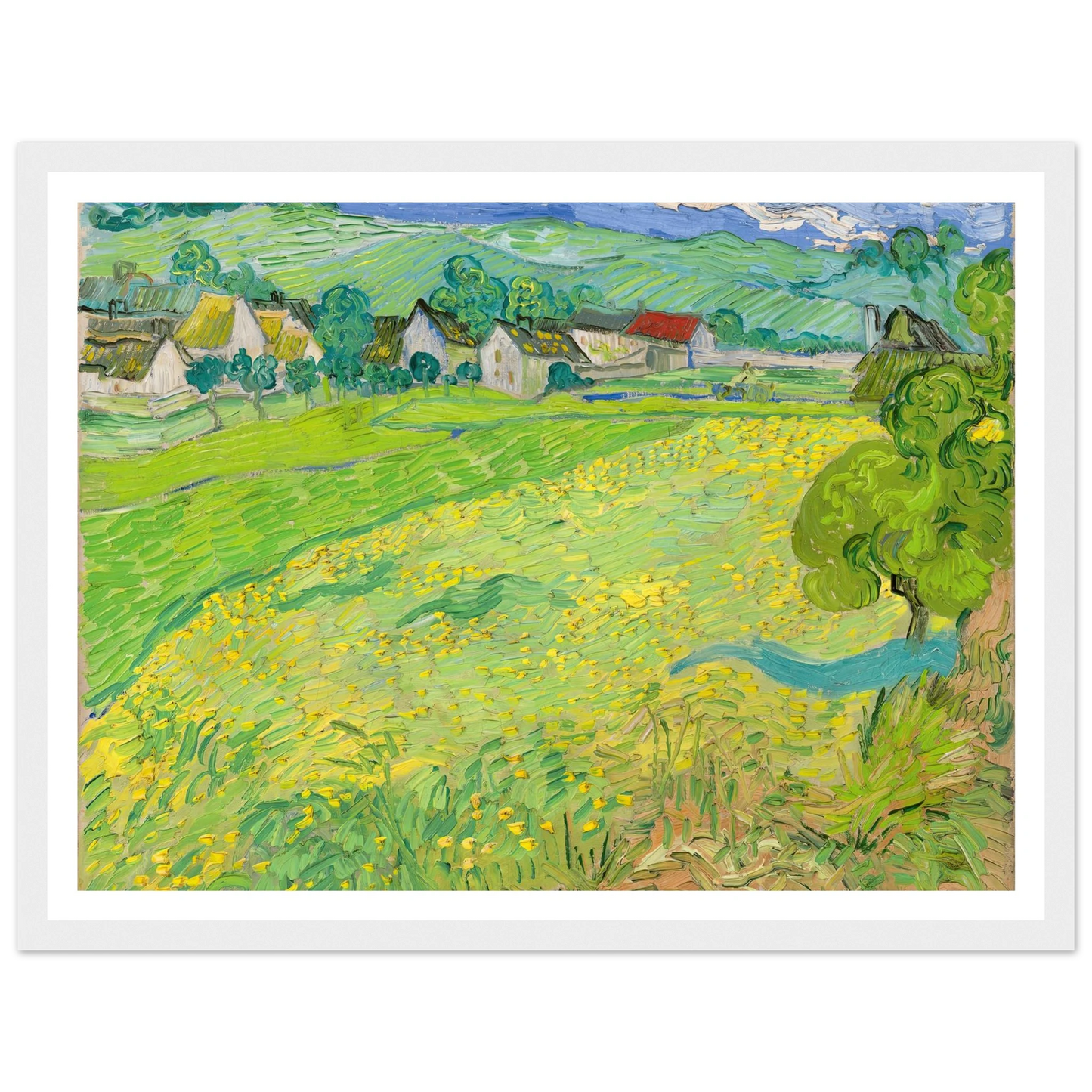 View of Vessenots Near Auvers (1890) Art Print | Vincent van Gogh - Framed Poster - 30x40 cm / 12x16″ - Black frame